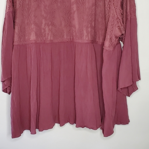 Torrid Peplum Bell Sleeve Top Size 6X Stretch Lace Knit Bodice Fairycore Tunic - Picture 8 of 15